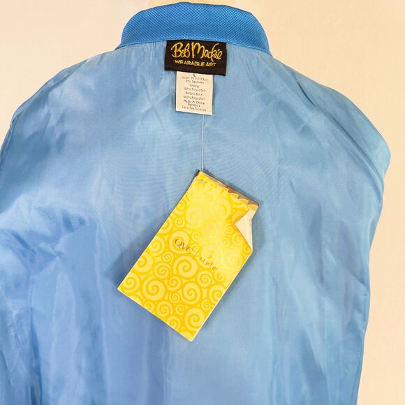 Bob Mackie | NWT | Wearable Art | Blue with Flower Bouquet in Pocket | Sz L - Picture 9 of 10